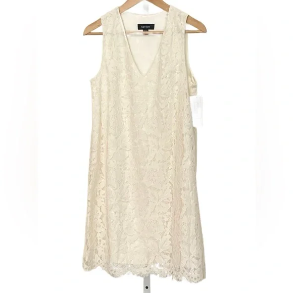 New Karen Kane Elegant Cream Lace Shift Dress - Picture 6 of 13